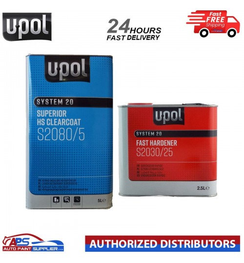 UPOL SUPERIOR HS CLEARCOAT S2080/5 5L -WITH 2.5L S2030/25 FAST HARDENER 7.5L KIT